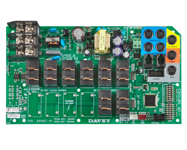 Davey SpaPower SP800 PCB Mainboard Platine - Zum Vergr&ouml;&szlig;ern klicken