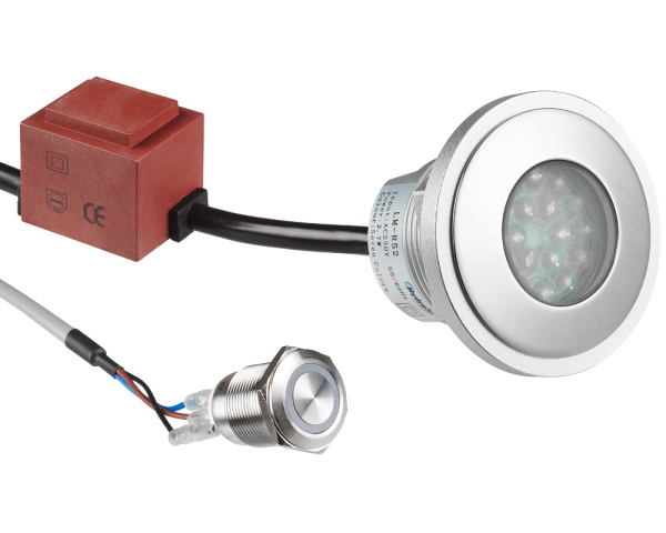 Balboa Slimlite 52 mm spa light kit with Led button - Click to enlarge