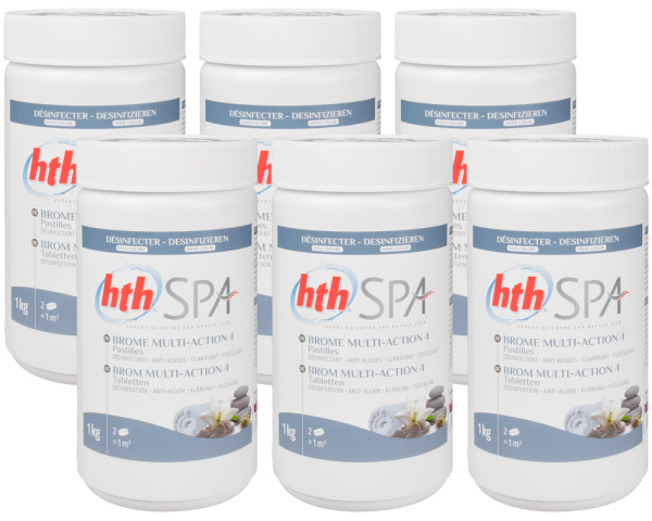 Box of 6 HTH Bromine Multi-Action 4 Tablets - Haga clic para ampliar