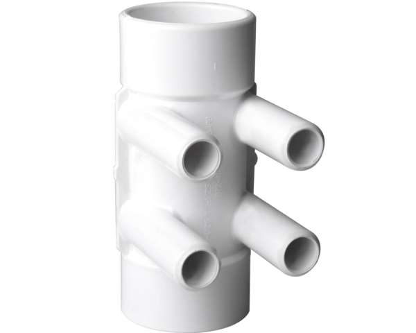 Colector de 1,5" H/H con 4 salidas 3/4" M+ lisas - Haga clic para ampliar