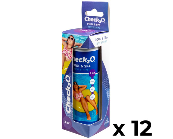 12 x Bandelettes d'analyse Check&#8322;O 3-en-1 (chlore libre, pH, alcalinit) - Cliquez pour agrandir